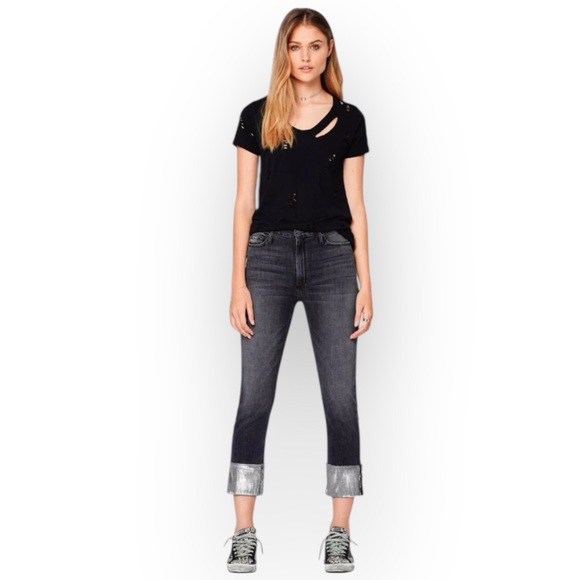 Black Orchid Denim - NWT Black Orchid Foil Hem Taylor Straight Leg Jeans Charcoal Gray 26
